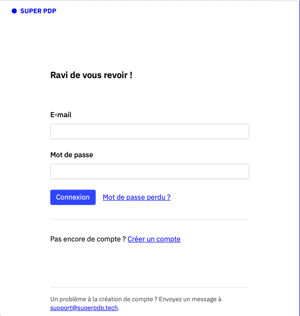 page de connexion superpdp