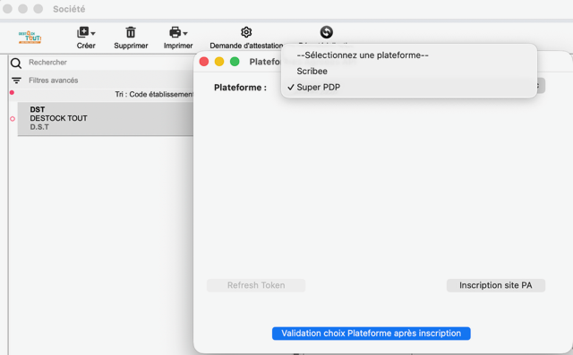 Vue sélection PA sur la fiche établissement