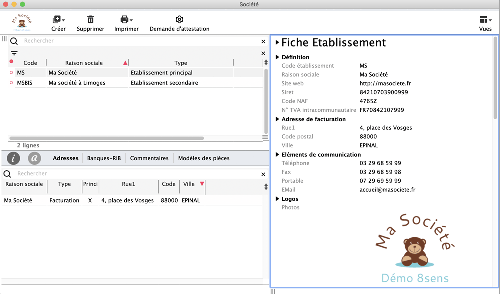 fiche etablissement